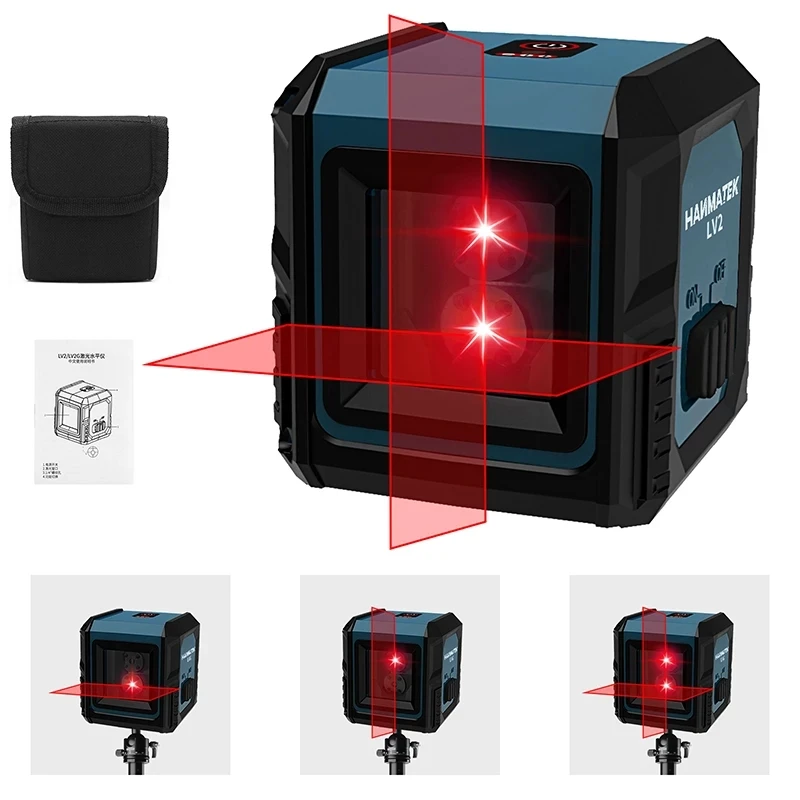 

HANMATEK LV2 High Precision Laser Level Red 2 Lines 635Nm Wavelength Automatic Leveling Vertical Horizontal Line