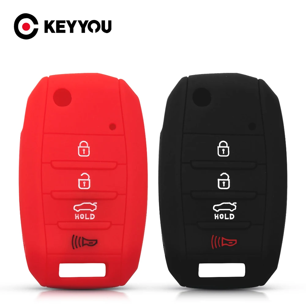 

KEYYOU Silicone Key Case Cover 4 Buttons Flip For KIA Rio Sportage 2016 Ceed Sorento Cerato K2 K3 K4 K5 Folding Car Key Case