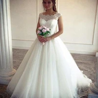 2020 new arrival white ivory applique wedding dresses lace tulle ball gown long dress for marriage bridal robe m%c3%a8re de la mari%c3%a9e