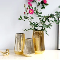 simple nordic gold ceramic vase modern home decoration embossed flower inserted into desktop porch