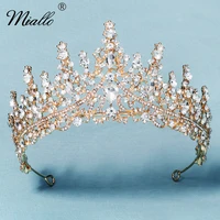 miallo wedding crown bridal hair jewelry rhinestone gold tiaras and crowns for women accessories party bride headpiece headwear