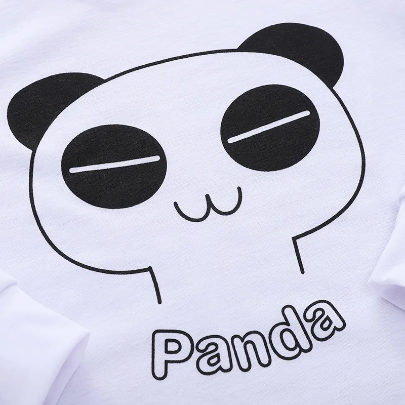 Big Girls Clothes Two Piece Set Top and Pants Panda Long Sleeve White Tshirt 7 Years Dropshipping | Детская одежда и обувь