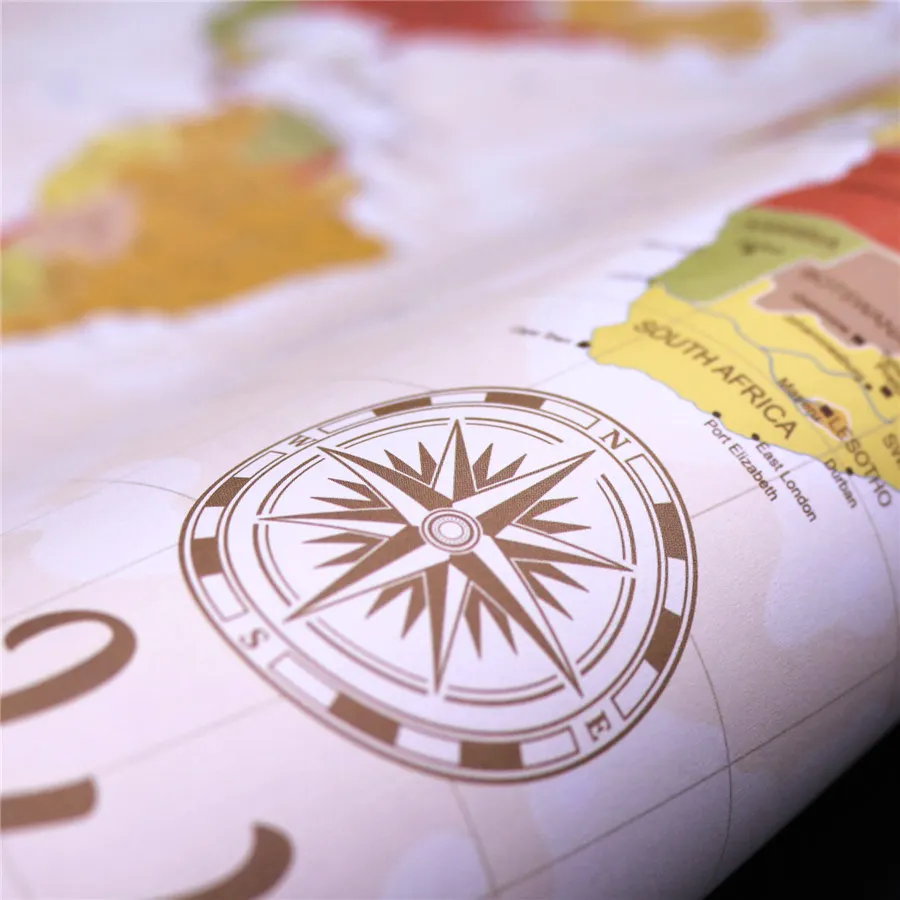 Карта мира морская карта океана Винтажный стиль постер Ретро картина бар паб