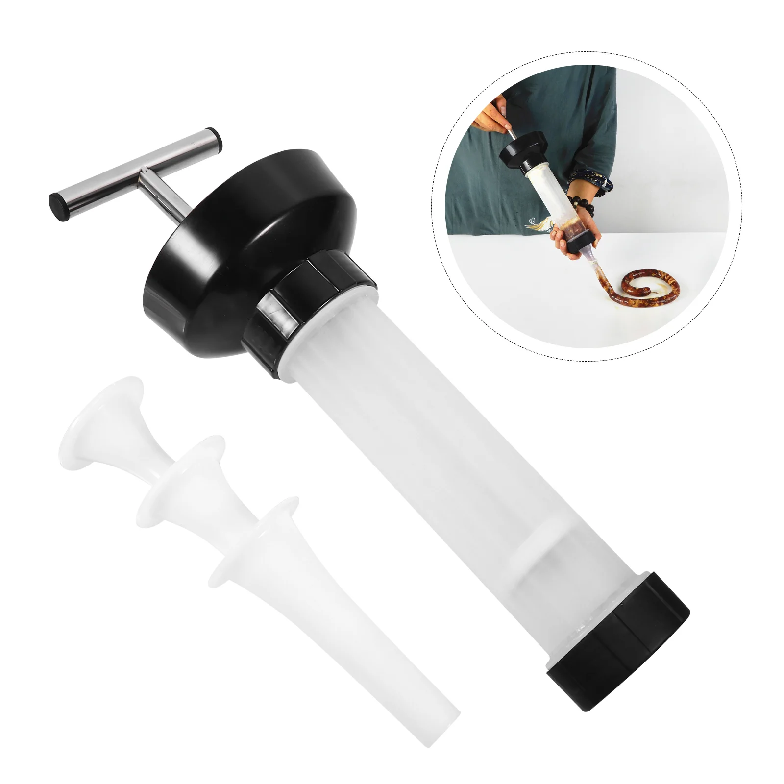 

1 Set Manual Sausage Maker Syringe Meat Fillers Tool Nozzle Sausage Meat Stuffer