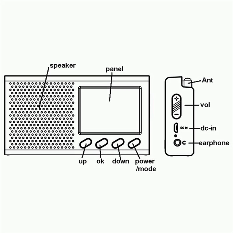 

Digital Radio 2.4-Inch Color LCD Screen Rechargeable Mp3 Stereo Output Playback Telescopic Antenna