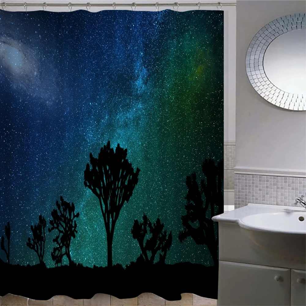

Galaxy Night Universe Starry Sky Theme Shower Curtain Fabric Bathroom Decoration Waterproof For Dropship