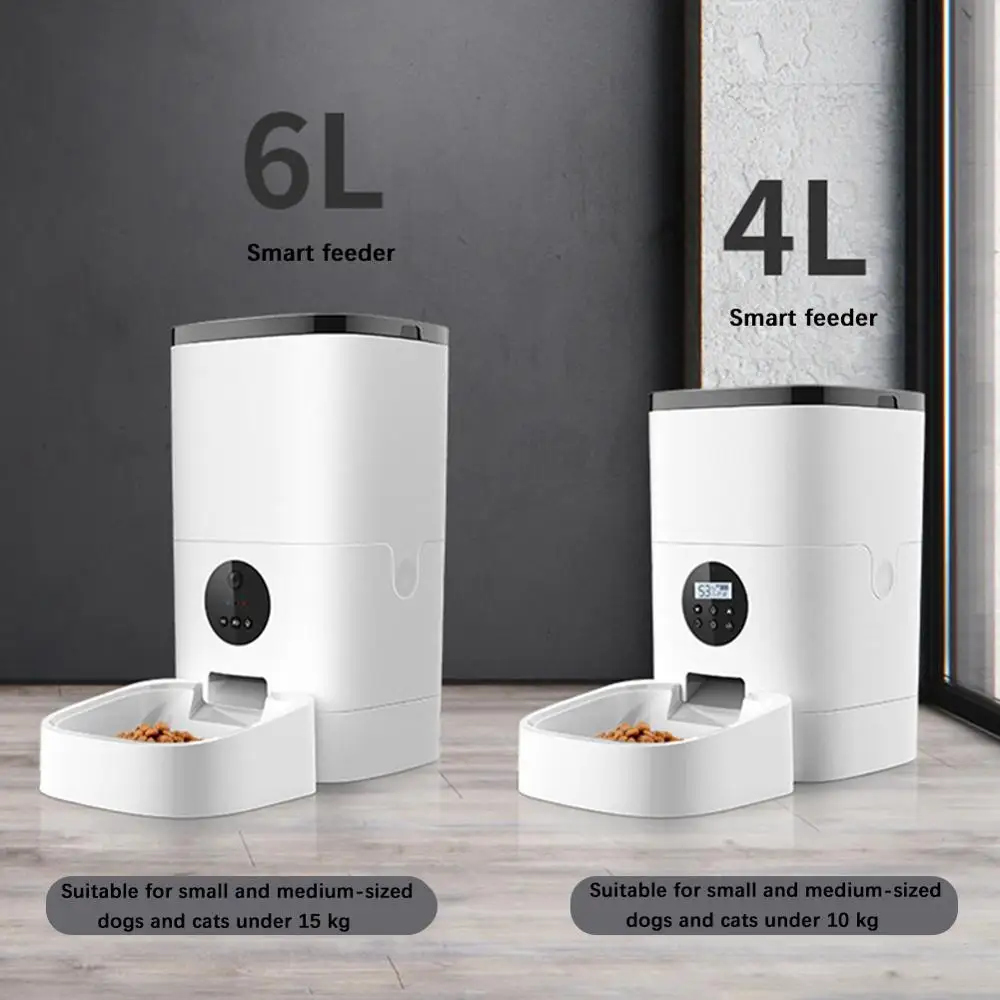 買取 4L/6L自動ペットフィーダーリモートコントロールアプリ音声レコーダー供給液晶画面食品ディスペンサーペット用品