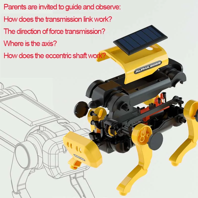 Solar Robot Dog DIY Building Blocks Steam Creative Educational Toys Christmas Gifts Assembled Children's Science Experiments | Игрушки и