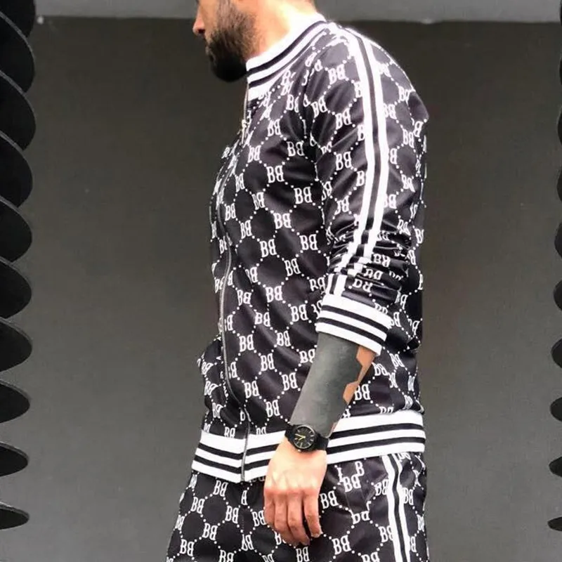 

Men Set Casual Sportswear Tracksuits Sets Gyms Sweatshirt + Sweatpants Sets Fashion Brand Male Two Piece Sets Sweatpants Male