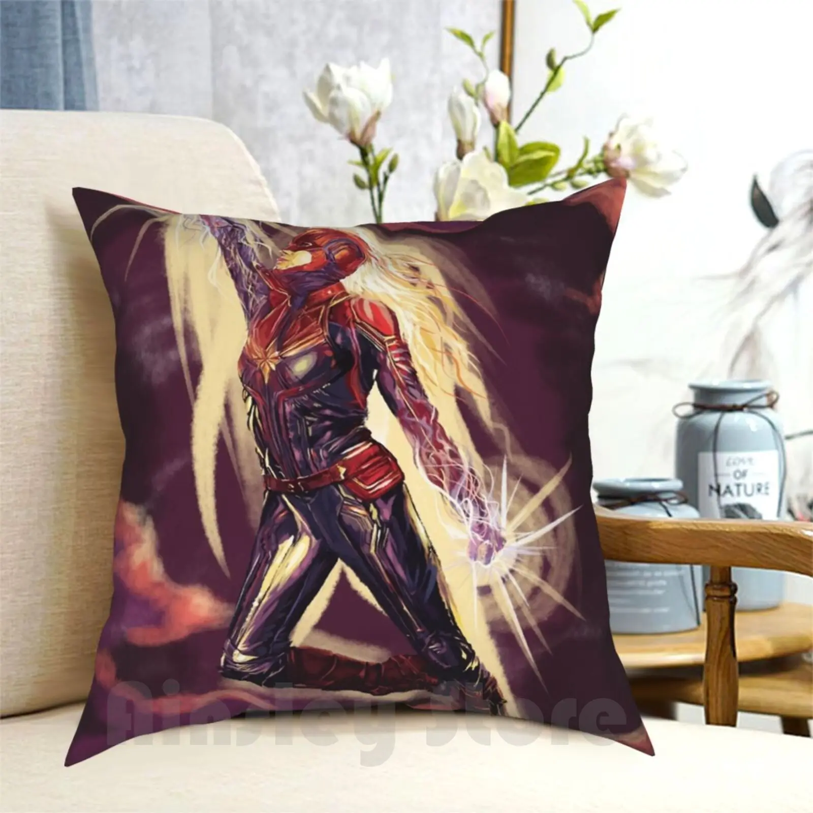 

A Captain Pillow Case Printed Home Soft DIY Pillow cover Captain Comic Comics Superhero Superheroes Sky Space Clouds Power