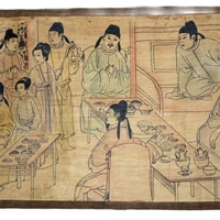 chinese old picture paper figure painting long scroll painting long scroll drawing dinner party tu