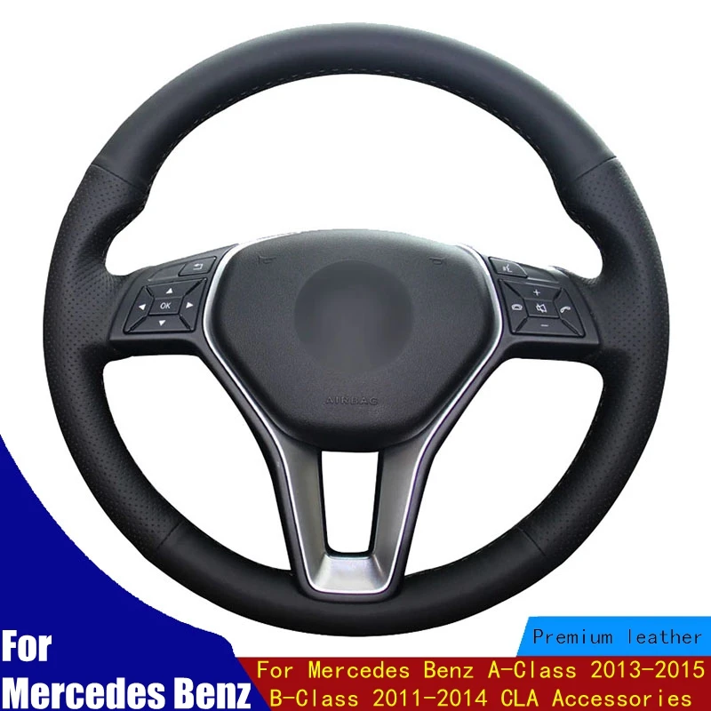 

Car Steering Wheel Cover Hand-stitched PU Artificial Leather For Mercedes Benz A-Class 2013-2015 B-Class 2011-2014 CLA Accessori
