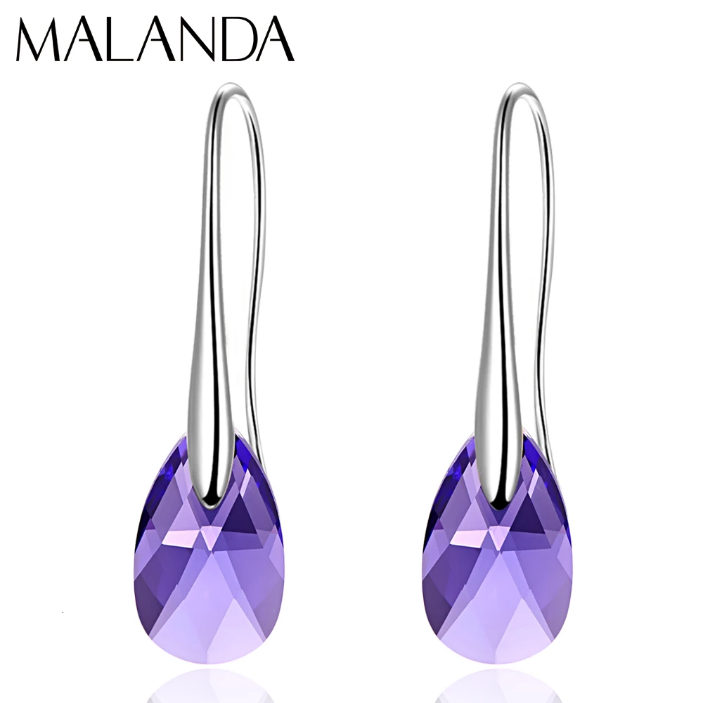 W-Crystal-Tanzanite Серьги-капли с кристаллами Swarovski для женщин, новая мода, Золотой пирсинг, висячие серьги, свадебные украшения, подарок для девушек - Окраска металла: W-Crystal-Tanzanite