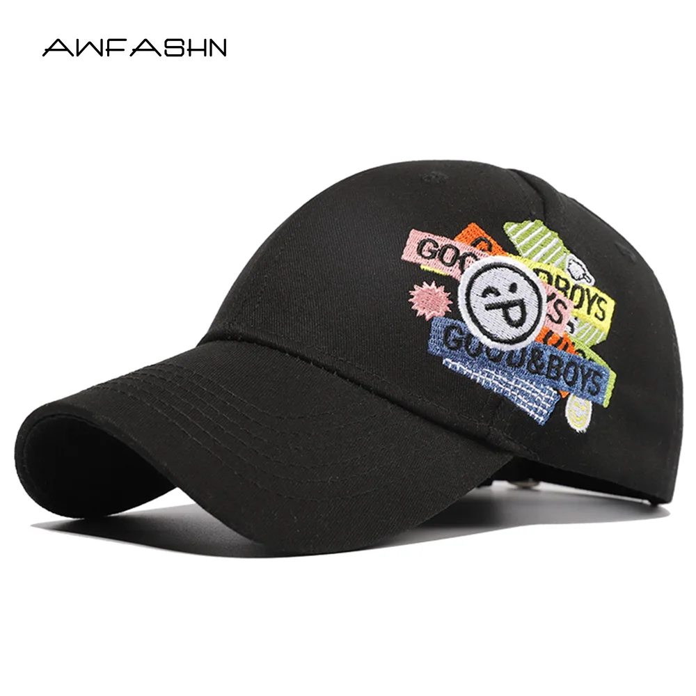 

Бейсболка мужская с мультяшной вышивкой, кепка с улыбающимся лицом, эластичная Регулируемая хлопковая кепка для спорта и отдыха, лето