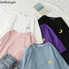 Футболки женские свободного покроя, универсальные Простые повседневные, с круглым вырезом и коротким рукавом, в Корейском стиле, для девушек, лето 2020