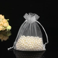 100pcslot drawable white small organza bags 7x9cm favor wedding christmas gift bag jewelry packaging bags pouches decoration