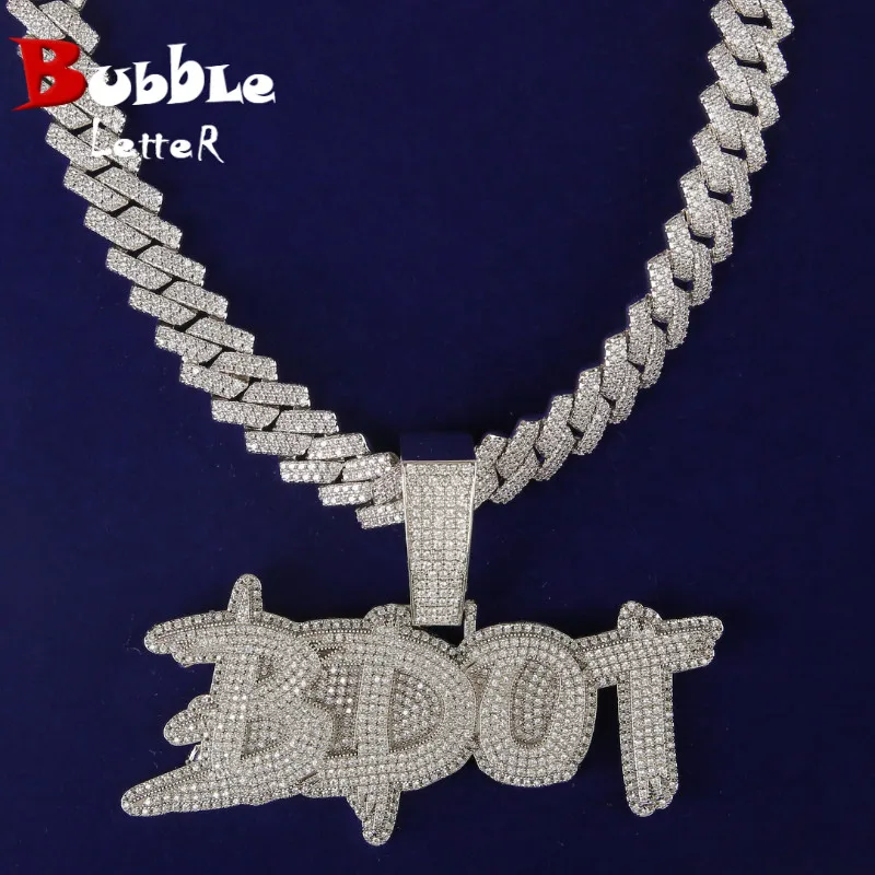Bubble Letter Custom Name Necklace for Men Personalized Pendant Real Gold Plated Hip Hop Jewelry Free Shipping Items Iced Out