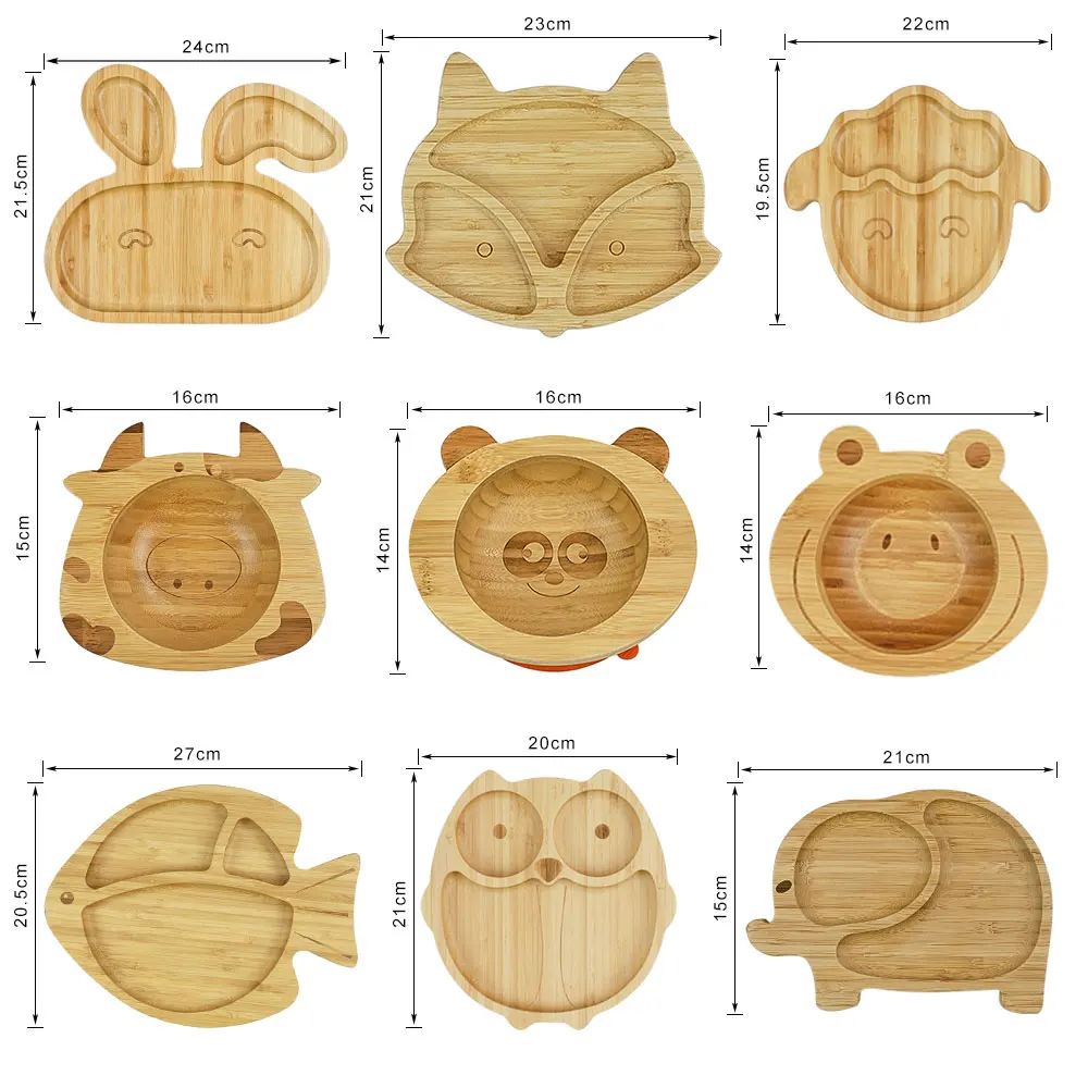 Детская бамбуковая тарелка с совами и подходящая ложка в комплекте для кормления