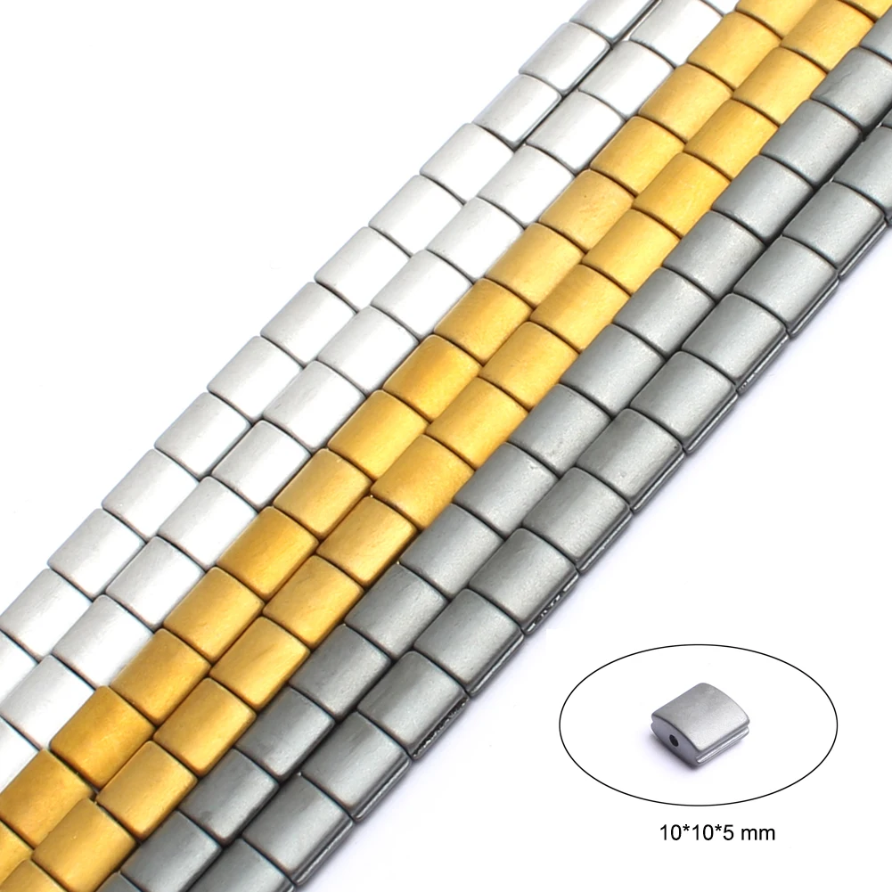 

Natural Stone Geometric Gold Silver Color Hematite Beads 10*10*4MM Loose Spacer Beads for Jewelry Making Diy Bracelet Necklace