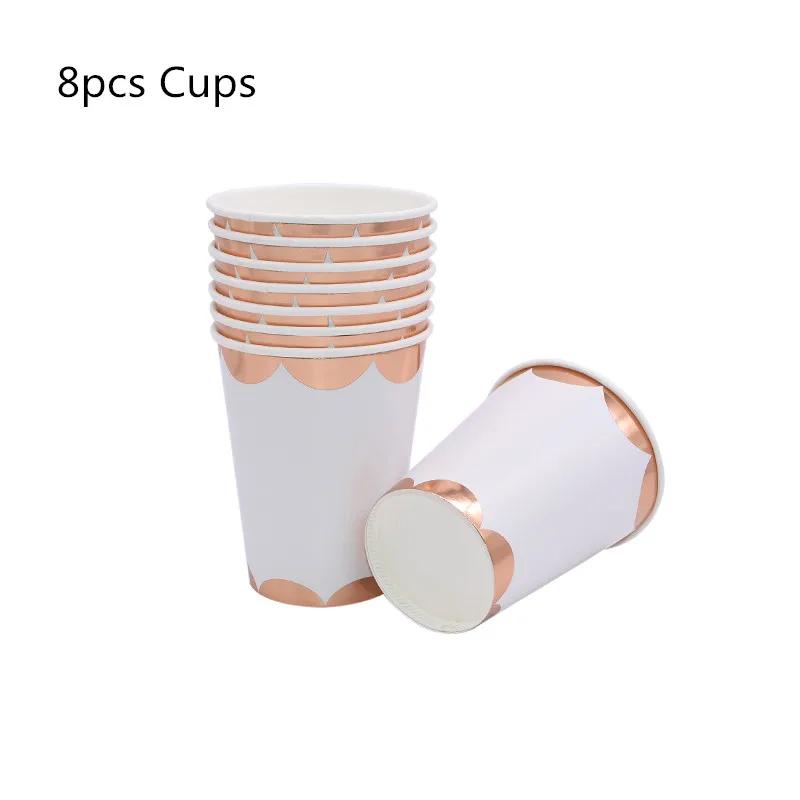 8pcs Cups 8/10 шт. розовое золото одноразовая посуда тарелка салфетки под чашки звезда Baby Shower одежда для свадьбы, дня рождения украшения свадебные принадлежности - Цвет: 8pcs Cups