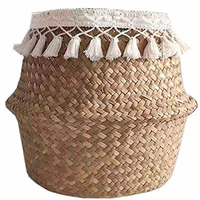 flower basket fringed hand woven seagrass basket creative household items folding beautiful straw flower basket