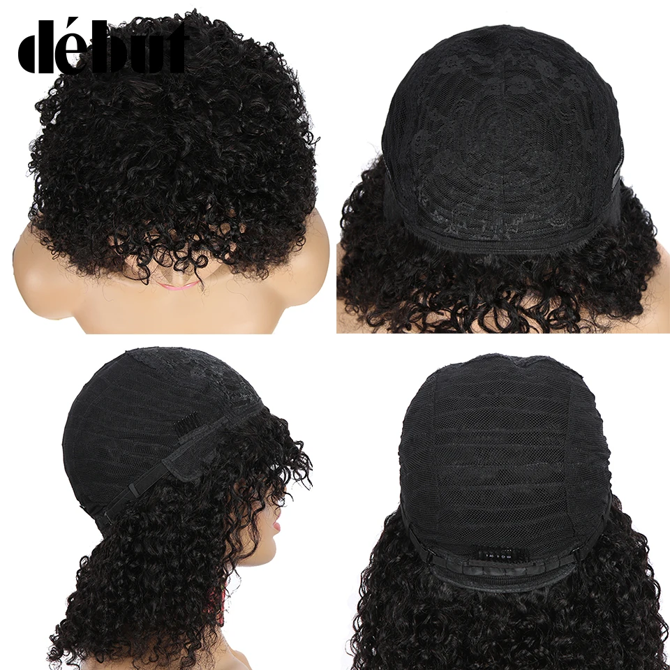 

Debut Curly Human Hair Wig With Bangs Kinky Curly Wigs For Women P4/27 Brazilian Human Hair Wigs Cheap Jerry Curly Glueless Wigs