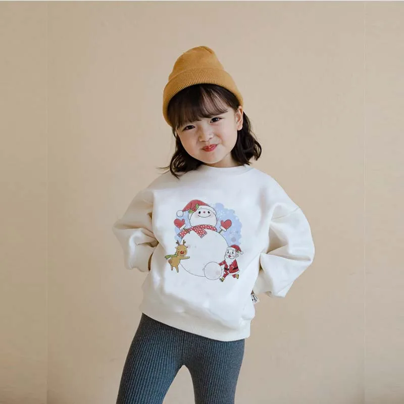 

New Baby Sweatshirt Children Clothes Winter Long Sleeve Sweaters Kids Boys Cute Santa Claus Cartoon Tops Warm Casual Outwear