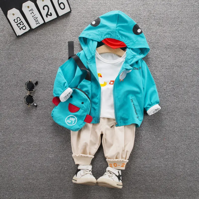 

Children Spring Autumn Baby Boys Girls Clothes Cartoon Jacket hoodies T-Shirt Pants Bags 4Pcs/sets Infant Kid Fashion Tracksuits