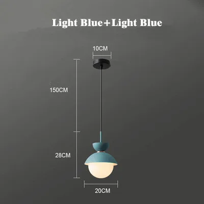 Light Blue Креативная Подвесная лампа в скандинавском стиле для спальни, цветная лампа для ресторана, столовой, детской комнаты, Подвесная лампа для кафе, бара, магазина, осветительная арматура - Цвет корпуса: Light Blue