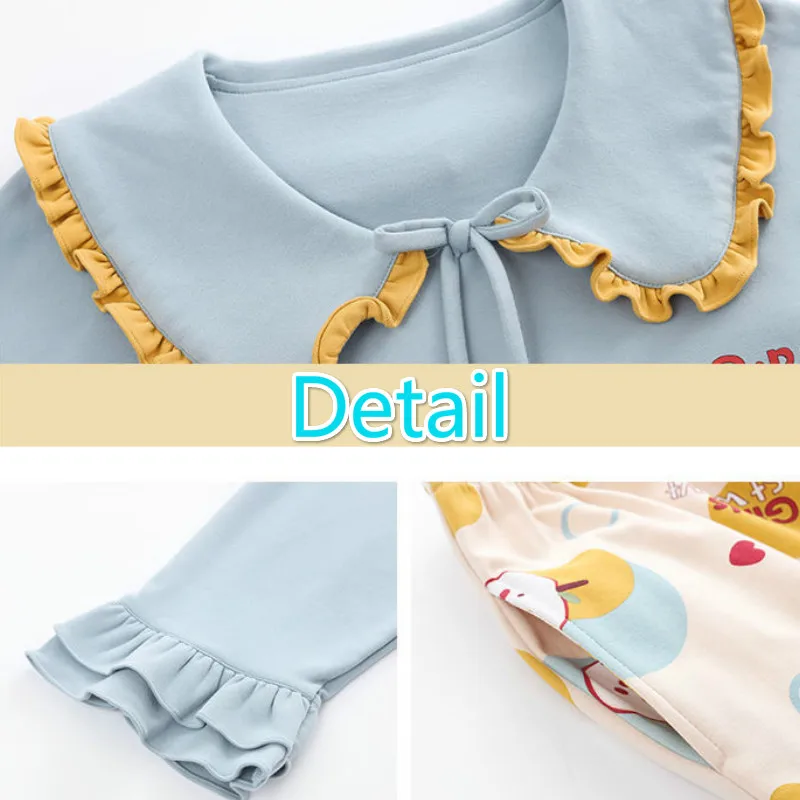 

Pajama Sets Women Kawaii Sweet Students Ruffle Sailor Collar Sleepwear Casual Princess Style Cotton Pyjamas Comfortable New Chic