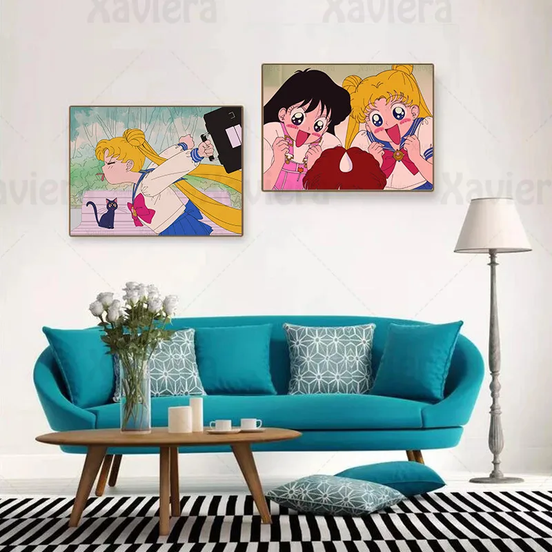 

Lovely Girl Anime Role Picture Home Decor Anime Poster Sailor Moon Canvas Poster HD Print Wall Art For Living Room Bedroom Mural