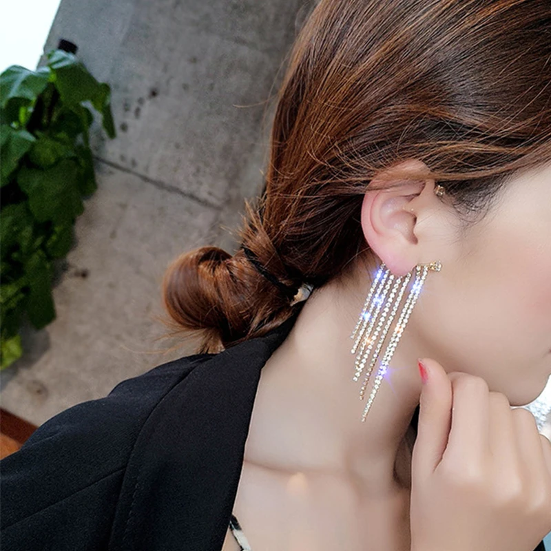 1 шт. модные женские серьги с геометрическим принтом украшенные стразами