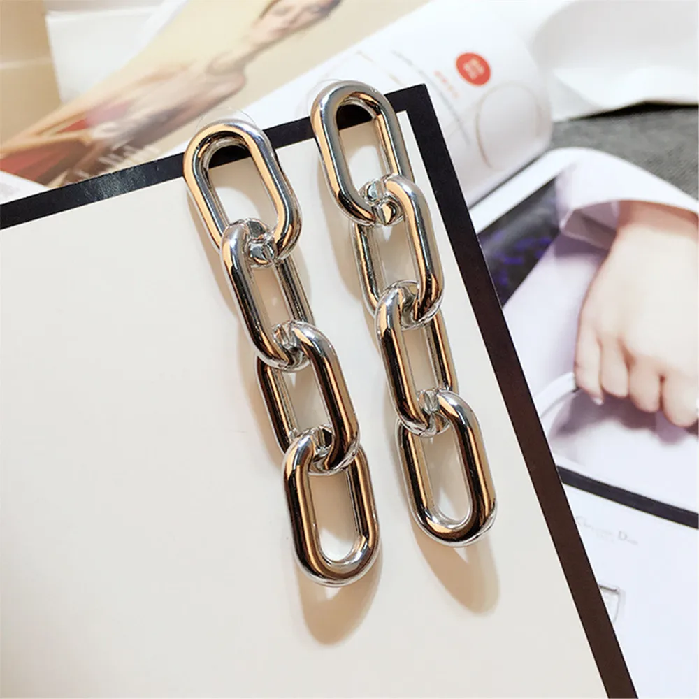 Женские крупные серьги SexeMara подвески в стиле панк с крупными звеньями 3