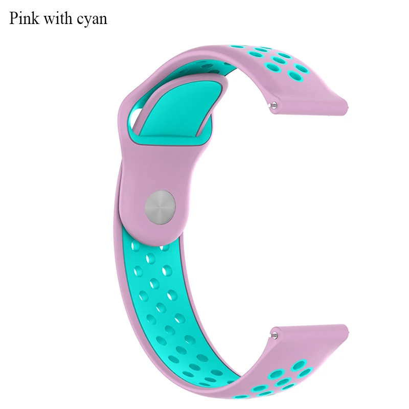 BOORUI ремешок для часов Huami Amazfit Bip двойной цвет 20 мм силиконовый ремешок 22 мм для xiaomi Amazfit - Цвет: Pink with cyan