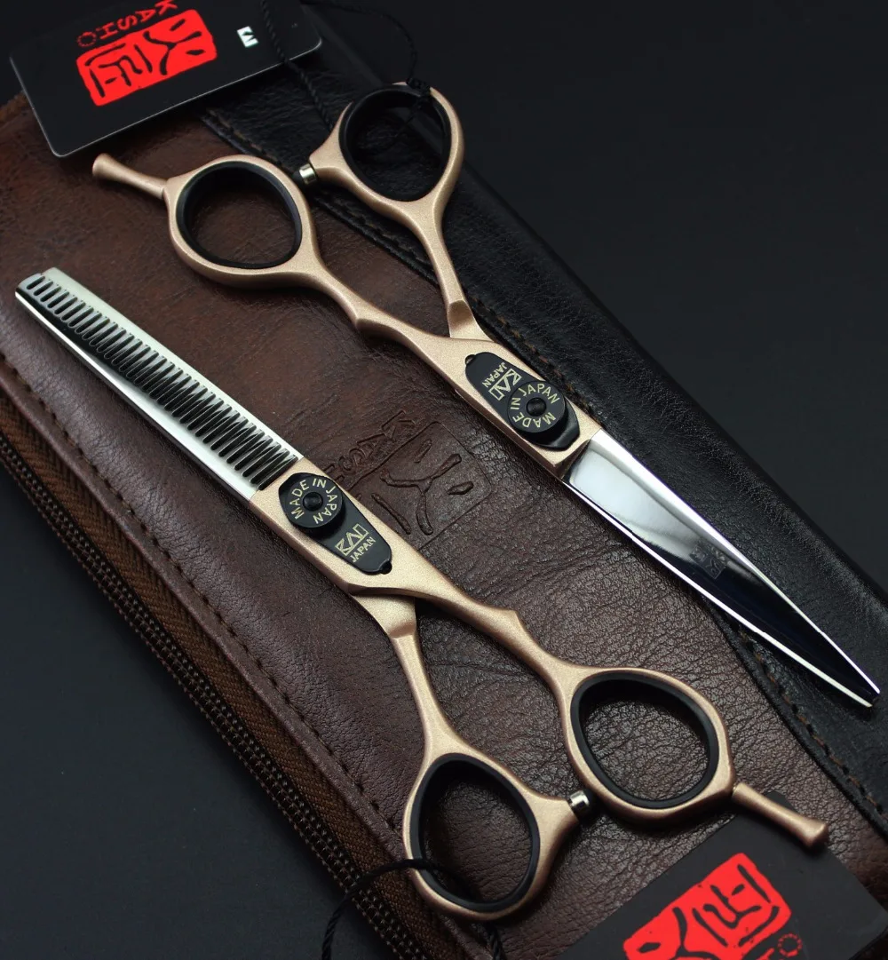 2 pcs 6 inch Профессиональные ножницы для волос 5,5/6,0 дюйма, парикмахерские ножницы, филировочные ножницы, инструменты для укладки, парикмахерские ножницы с сумкой - Цвет: 2 pcs 6 inch