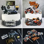 Мотоцикл Топпер для торта С Днем Рождения гоночный автомобиль для капкейка-для мальчиков Для мужчин День рождения свадьба десерт торт украшения