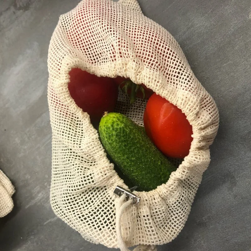 

15Pcs Large Reusable Produce Bags Cotton Washable Mesh Bags for Grocery Shopping Fruit Vegetable Organizer Storage Bag