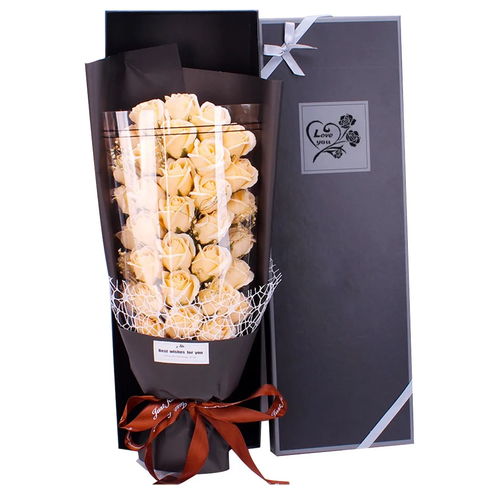 

Creative Scented Artificial Soap Flowers Rose Bouquet with Gift Box Home Decor for Valentines Day Birthday Anniversary Wedding