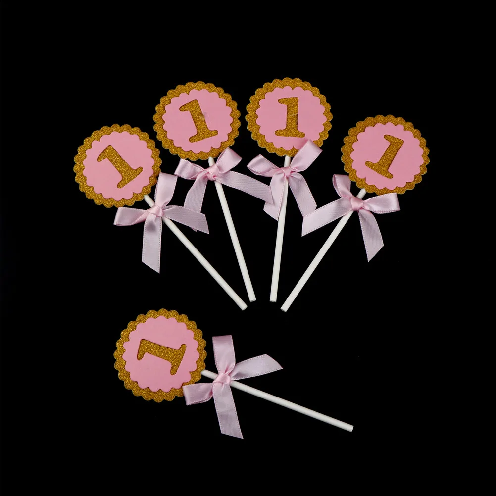 5 шт./лот круглый день рождения вечерние украшения для кексов 1 год первый ребенка