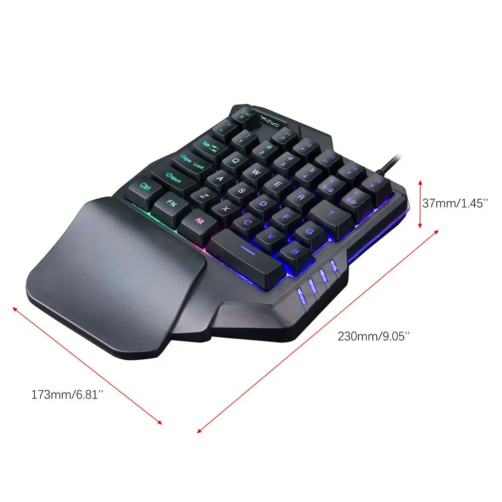 

G30 1.6m Wired Gaming Keypad with LED Backlight 35 Keys One-handed Membrane Keyboard for LOL/PUBG/CF