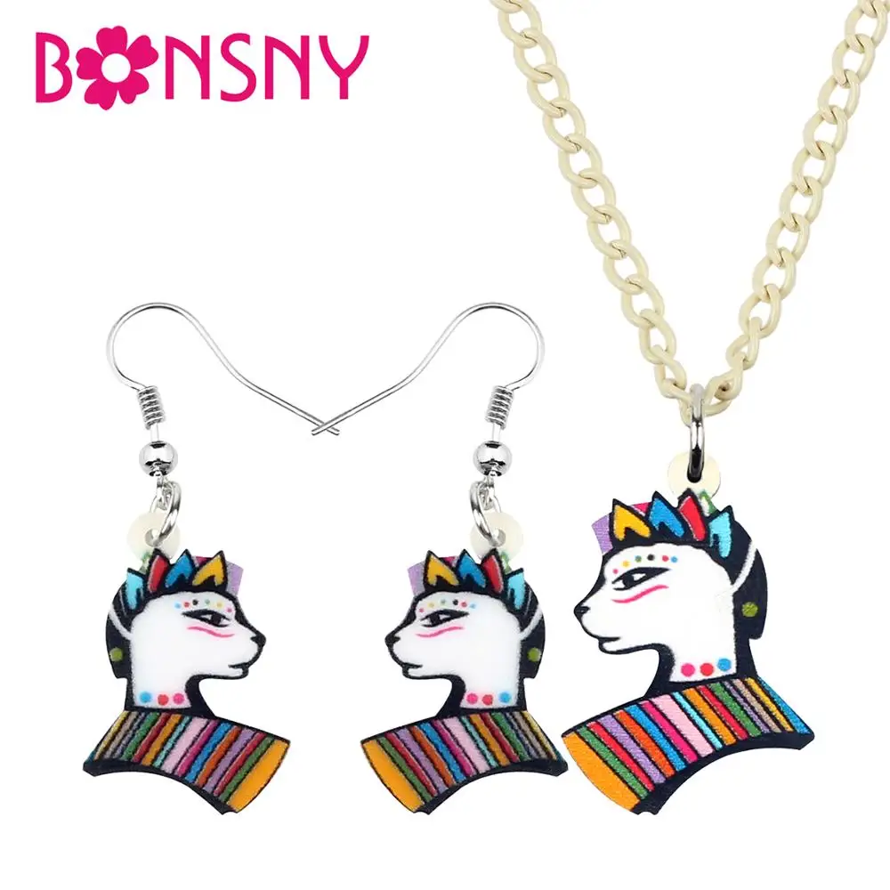 Bonsny набор акриловых украшений французская собака породы Бульдог ожерелье Серьги