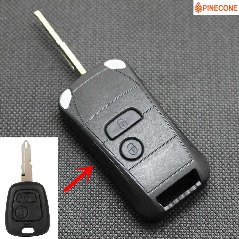 

PINECONE for Peugeot 106 206 306 406 Key 2 Button Car Styling NE73 Blade Upgrade Mini Car Flip Folding Remote Car Key Shell