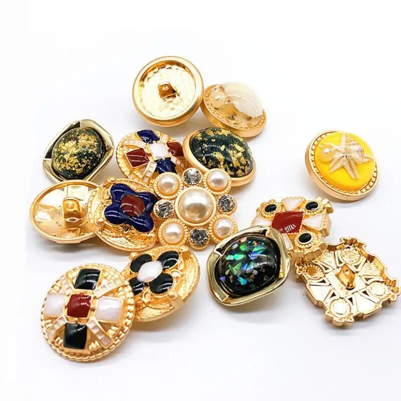 10Pcs New Metal Button Classic Drop Glue Square Color Gem Women'S Coat | Дом и сад