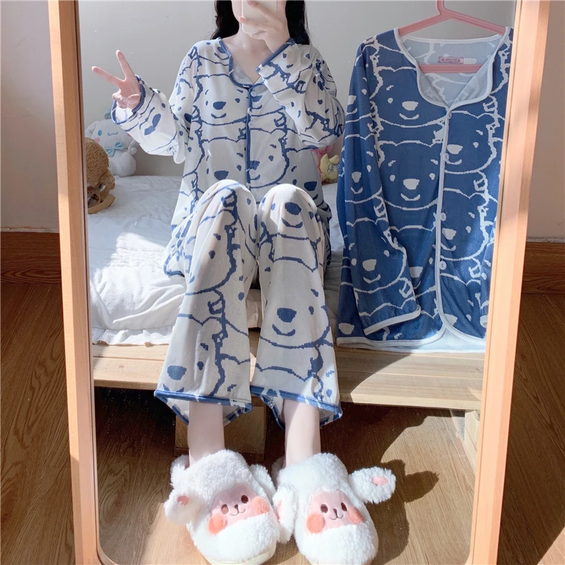 Женская пижама с рисунком JRMISSLI женская одежда для отдыха длинным рукавом сна топ