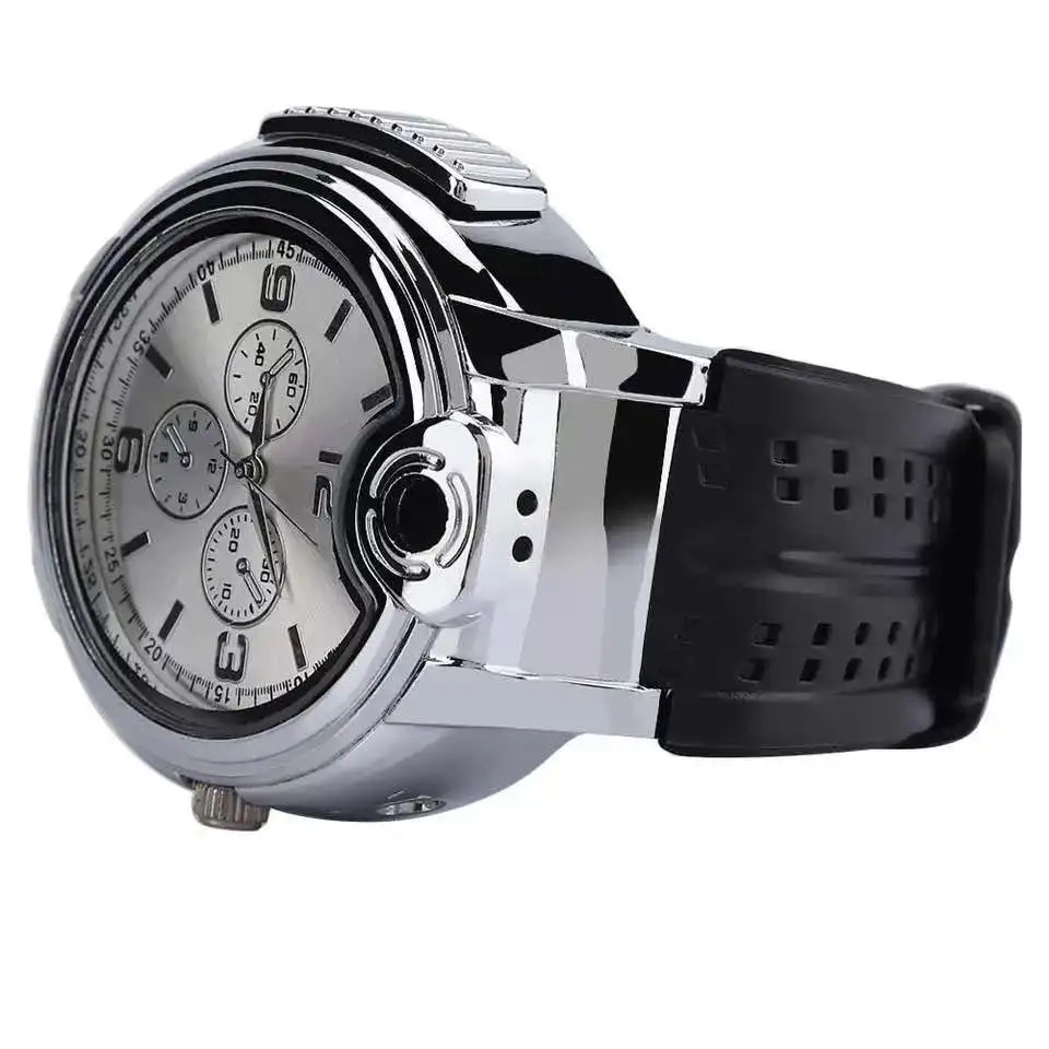 

Men's Watches Creative Refillable Gas Lighter Watch Men's Quartz Wrist Watches with Lighter Military Watch Gifts Montre Homme