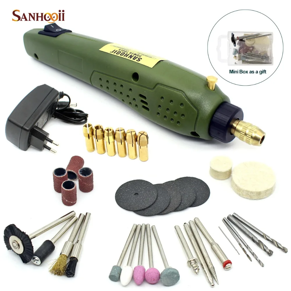 

SANHOOII Powerful 0.5-3.15mm Max Drilling Diameter Polishing Drill 16000rpm 20W 12V/2A Portable Handheld Electric Drill