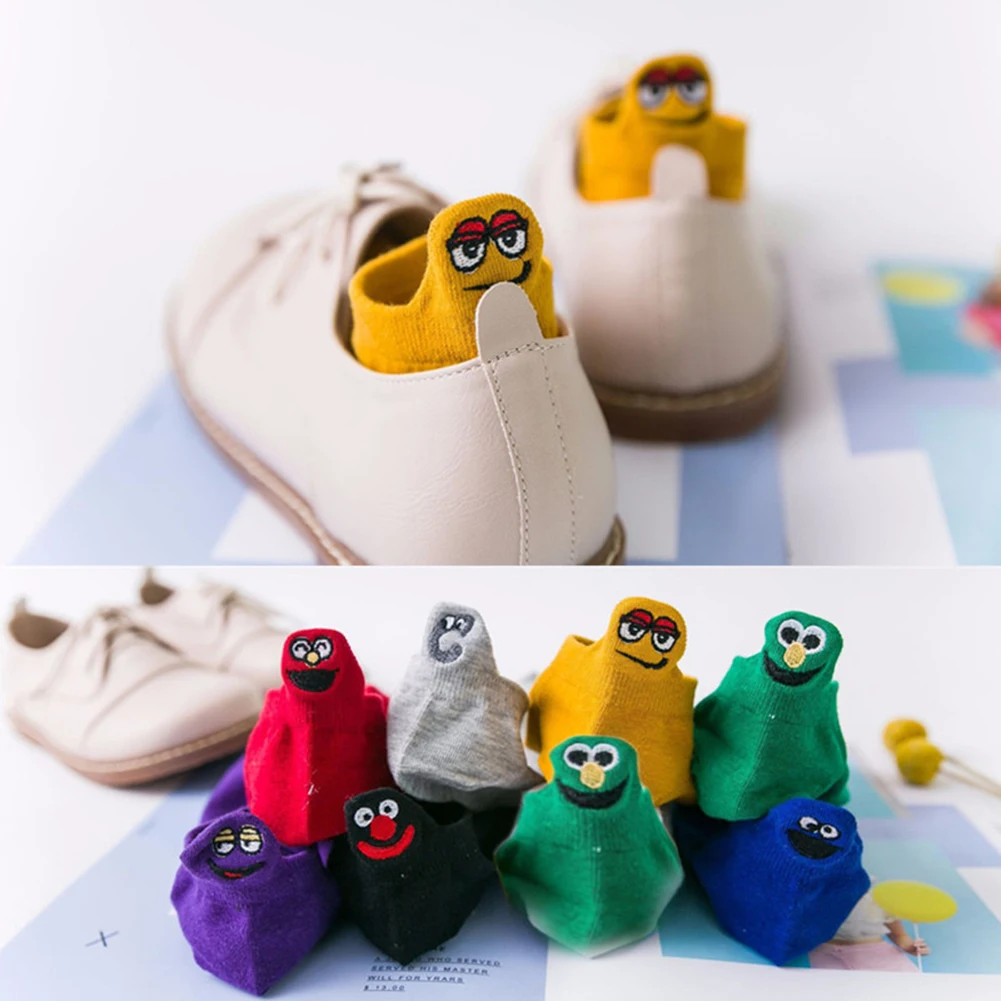 Женские носки в стиле аниме Улица Сезам Летние повседневные по щиколотку с