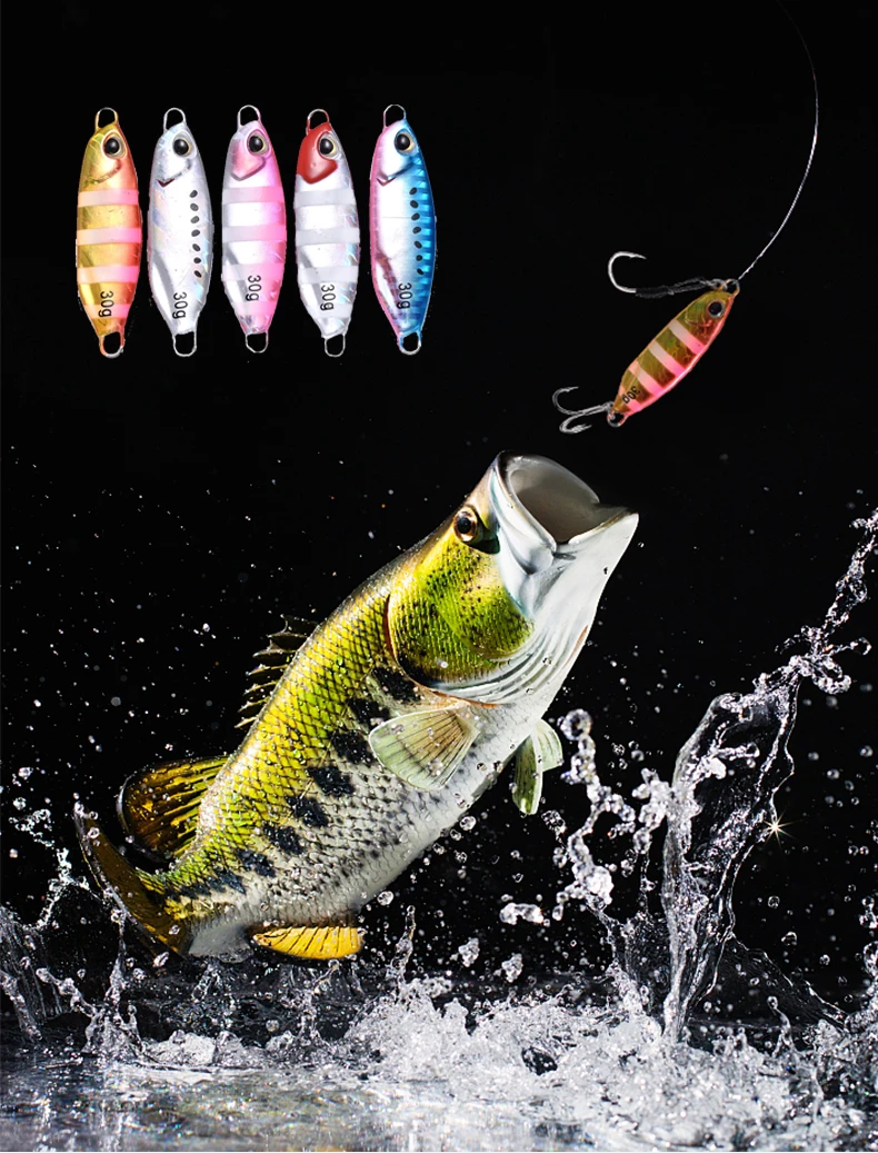 

Fish Lure Fishing Gear Slow Jigging Metal Hard Shads Spoon Artificial Baits Micro Jig Sea Boat Fishing Bait with Assist Hook