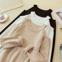 ljsxls 2021 casual sexy off shoulder knitted sweater women solid slim sweater white black jumpers autumn winter female clothes