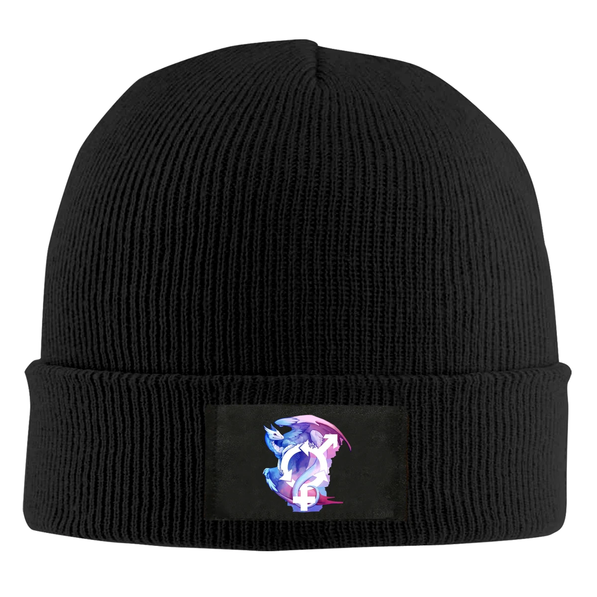 

Transgender Pride Bisexual Dragon Beanie Hats For Men Women With Designs Winter Slouchy Knit Skull Cap